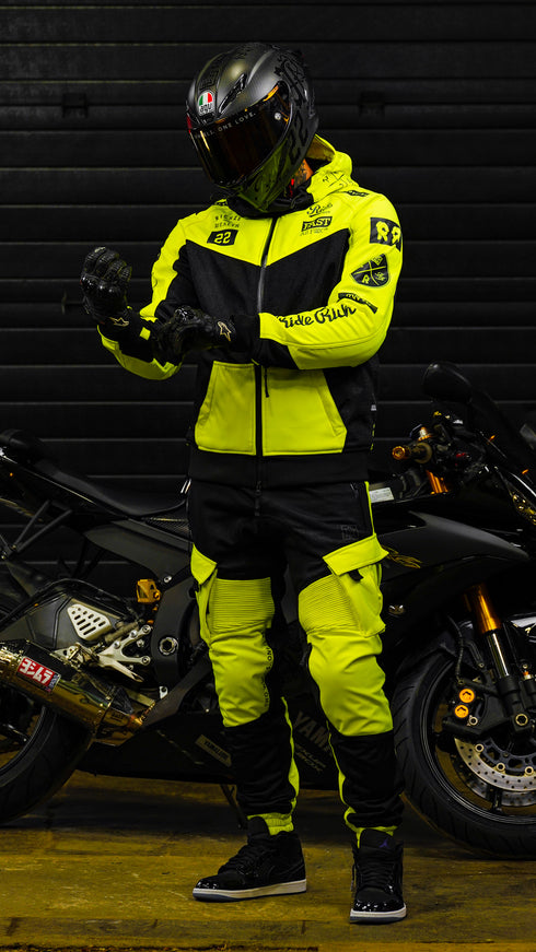 Ride Rich Regency V2 Flow Mesh Armoured GP Softshell Motorcycle Jacket - Yellow